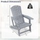 Gray HDPE Adirondack chair with cup holder, featuring wood-like texture and 330 lbs capacity, ideal for outdoor relaxation.