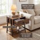 Rustic brown industrial nightstand featuring a spacious 20"x16" tabletop and practical drawer for organized storage.