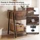 Sturdy A-shaped nightstand with adjustable foot pads, featuring a spacious tabletop and practical drawer for bedroom use.