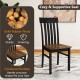 Black kitchen dining chair with slatted high backrest, made of solid rubber wood, designed for ergonomic comfort.
