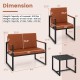 Dimensions of a single black metal end table with slatted tabletop, ideal for smooth cleaning and versatile use.