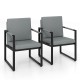 Set of 2 gray mid-century modern sofa chairs with cushions, featuring sturdy metal frames for versatile seating.