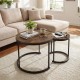 Set of 2 rustic brown nesting coffee tables with a sturdy powder-coated frame, ideal for living room use.