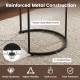 C-shaped base of a modern round nesting coffee table set with heavy-duty metal frame and adjustable foot pads for.