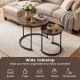 Set of 2 rustic brown nesting coffee tables with wide tabletops, perfect for organizing books and snacks in the living.