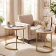 Modern round nesting coffee tables in golden finish, perfect for living room or bedroom, showcasing elegant design.
