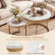 Set of 2 modern round nesting coffee tables with smooth marble tabletop and golden frame, ideal for living room decor.