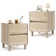 Modern wooden end table with two storage drawers, featuring a natural finish and sturdy legs for versatile home use.