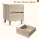 Modern wooden end table with two storage drawers, featuring a spacious tabletop and sturdy elevated legs for stability.