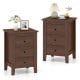 Set of 2 walnut nightstands featuring 3 drawers each, perfect for storage and enhancing home décor in any room.