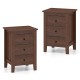 Set of 2 walnut nightstands featuring three drawers each for ample storage, perfect for enhancing home décor.