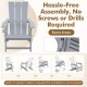 Adirondack chair set of 2 in gray with cup holder, made of all-weather HDPE plastic for outdoor patio use.