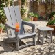 Adirondack chair set in gray with a cup holder, designed for outdoor use with all-weather HDPE plastic for durability.