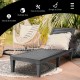 Black outdoor chaise lounge chair with adjustable backrest, sturdy construction, perfect for patio or poolside.
