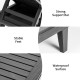 Close-up of the waterproof surface and stable feet of the black outdoor chaise lounge chair for patio relaxation.