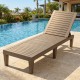 Brown outdoor chaise lounge chair with adjustable backrest, perfect for poolside relaxation and easy maintenance.