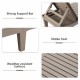 Detail of the weather-resistant surface and strong support bar of the brown outdoor chaise lounge chair for patio use.