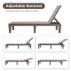 Brown outdoor chaise lounge chair with adjustable backrest in five positions, perfect for patio or poolside relaxation.