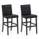 Set of 2 PVC leather bar stools with solid wood legs, featuring a comfortable upholstered seat and back for kitchen or.