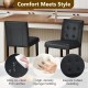 Set of 2 PVC leather bar stools with solid wood legs, featuring tufted detailing and easy-to-clean upholstery for.