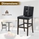 Bar stool dimensions with PVC leather upholstery and solid wood legs, ideal for kitchen or bar use.