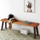 Acacia wood dining bench with thick steel legs, perfect for outdoor use, featuring a natural style and waterproof.