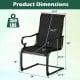 Product dimensions of a black patio chair with quick-drying fabric, supporting up to 350 lbs for outdoor use.