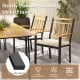 Set of 2 patio dining chairs with removable padded cushions, featuring a sturdy powder-coated metal frame and acacia.