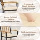 Set of 2 patio dining chairs with removable padded cushions, featuring ergonomic tilted backrest and acacia wood.