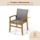 Single patio dining chair with acacia wood frame and breathable fabric, featuring a 400 lbs weight capacity for outdoor.