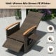 Patio rattan swivel recliner chair in mix brown PE wicker with adjustable backrest and footrest for outdoor relaxation.