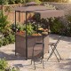 Portable bar height stool set in brown features an ergonomic seat and footrest, perfect for outdoor gatherings and events.