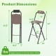 Product dimensions of portable bar height stools with ergonomic seat, sturdy metal frame, and compact folding design.