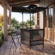 Portable black bar height stool with ergonomic seat and footrest, perfect for outdoor gatherings and easy transport.