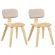 Set of 2 natural rubber wood dining chairs with teddy velvet padded backrest for stylish and comfortable seating.