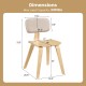 Dimensions of a rubber wood dining chair with teddy velvet padded backrest, max load capacity 330 lbs, natural finish.