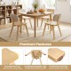 Natural rubber wood dining chairs with teddy velvet padding, featuring rounded corners and protective foot pads for.