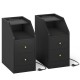Set of 2 black side end tables with charging station, drawers, and shelf for organized living space.