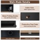 Close-up of the black side end table features, including cable hole, metal knobs, and protective foot pads for easy use.