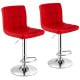 Set of 2 red PU leather bar stools with backrest, adjustable height, and chrome base for stylish seating.