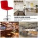Red PU leather swivel bar stool with backrest and footrest, adjustable height, perfect for home or restaurant use.