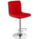 Red PU leather bar stool with adjustable height, swivel design, and chrome base, perfect for home or restaurant use.