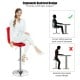 Red PU leather bar stool with backrest and footrest, featuring a swivel design and ergonomic cushioned seat for comfort.