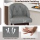 Close-up of a gray swivel bar stool with padded back, breathable linen fabric, and stylish rivets for kitchen or pub.