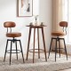 Set of 2 brown swivel barstools with padded seats and backs, perfect for kitchens or pubs, featuring a sturdy metal.