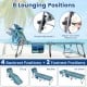 Portable turquoise tanning chair set with 4-position adjustable backrest for beach or poolside relaxation.