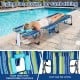 Portable turquoise tanning chair set with adjustable backrest, designed for sunbathing by the poolside.