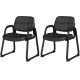Set of 2 black PU leather waiting room chairs with ergonomic design and cushioned armrests for office or guest use.