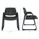 Black PU leather waiting room chair set with ergonomic design, cushioned armrests, and heavy-duty metal frame.