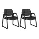 Side view of a black PU leather waiting room chair highlighting the cushioned armrests and spacious seat for maximum.
